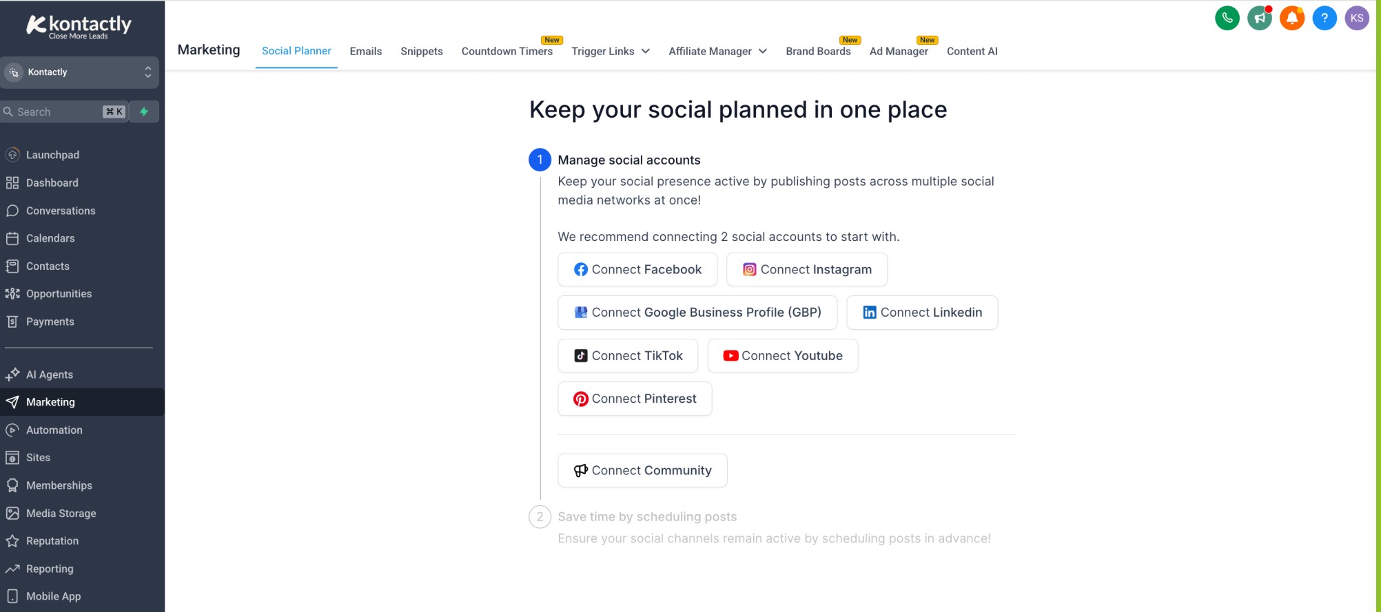 Kontactly Social Medial Planner